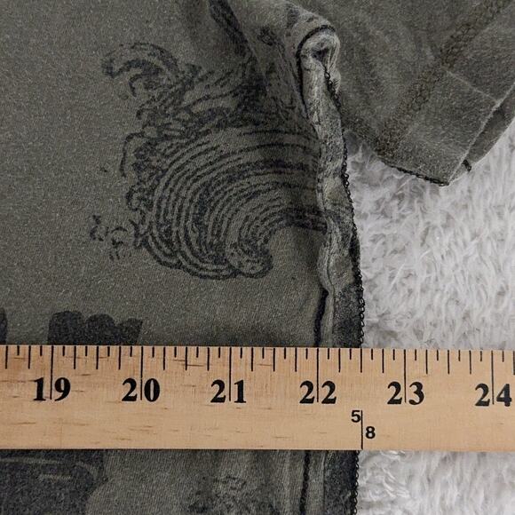 Y2k Buffalo Jeans Shirt XL Gray Graphic Crest Scroll Design Short Sleeve Cotton - Picture 4 of 6